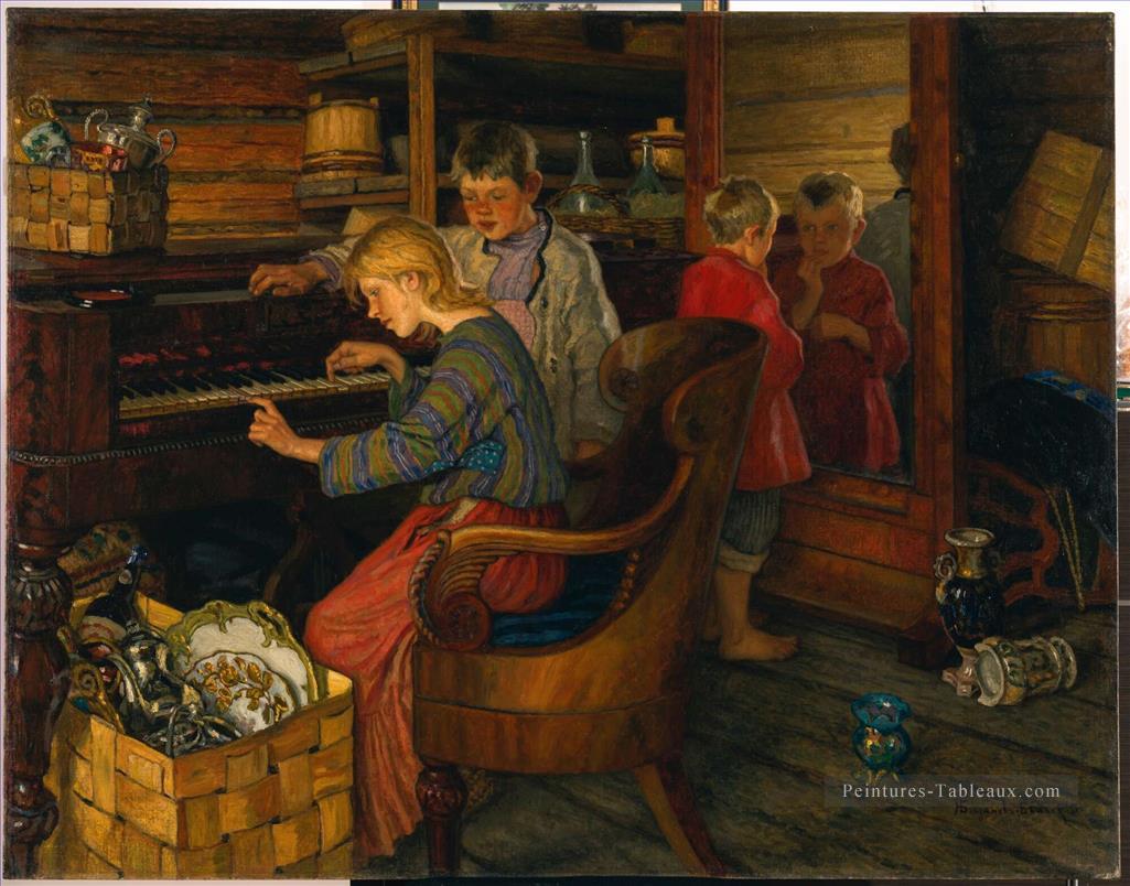 ENFANTS PAR LE PIANO Nikolay Bogdanov Belsky enfants impressionnisme enfant Peintures à l'huile